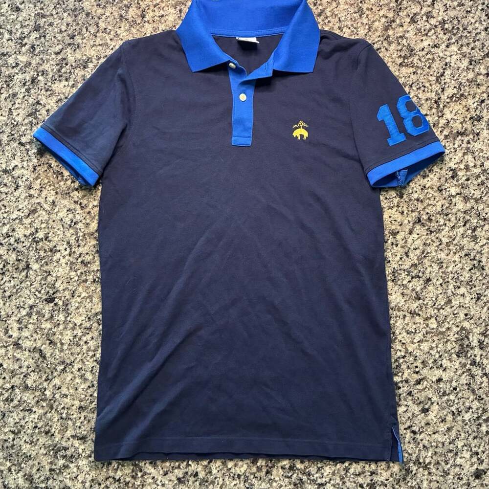 Brooks Brothers 1818 Performance Polo Shirt Navy Blue Slim Fit Size S
